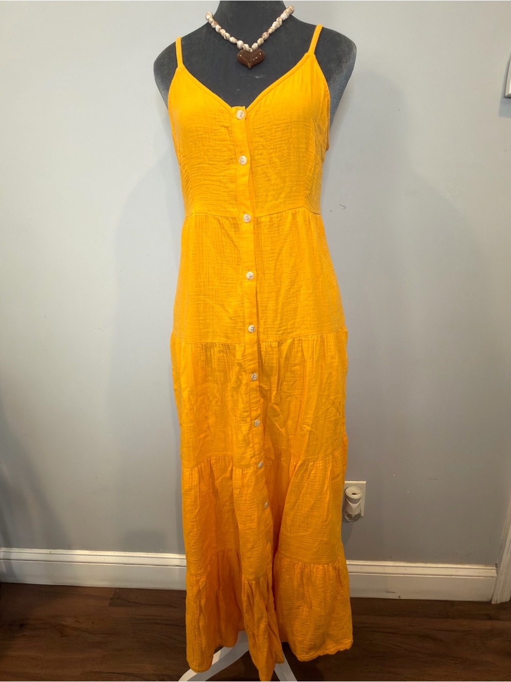 Universal Thread Sunny Yellow Button-Front Maxi Dress